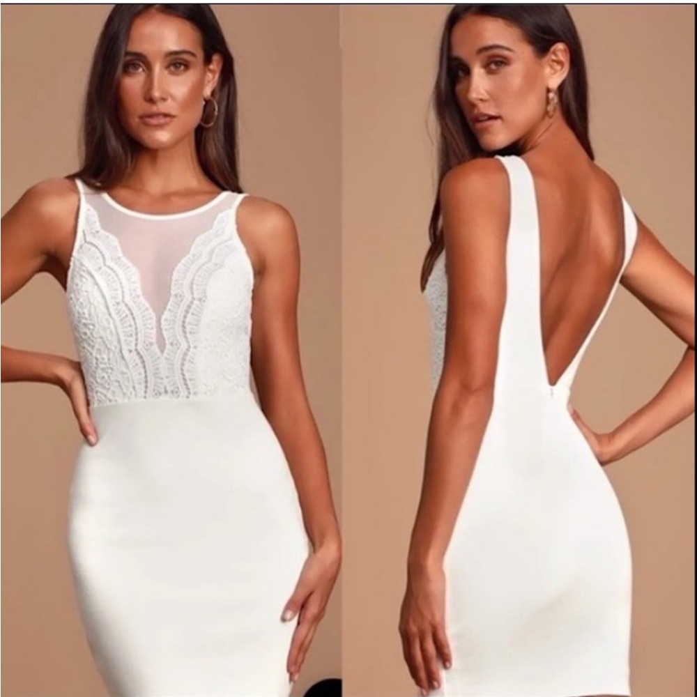 LULU’s White lace accent dress - NWT